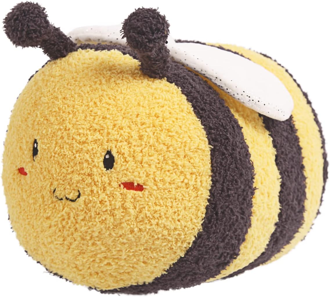 Soft bee plush toy, cute fuzzy bumblebee doll with realistic cartoon styling, great birthday gift and room decor for kids and friends